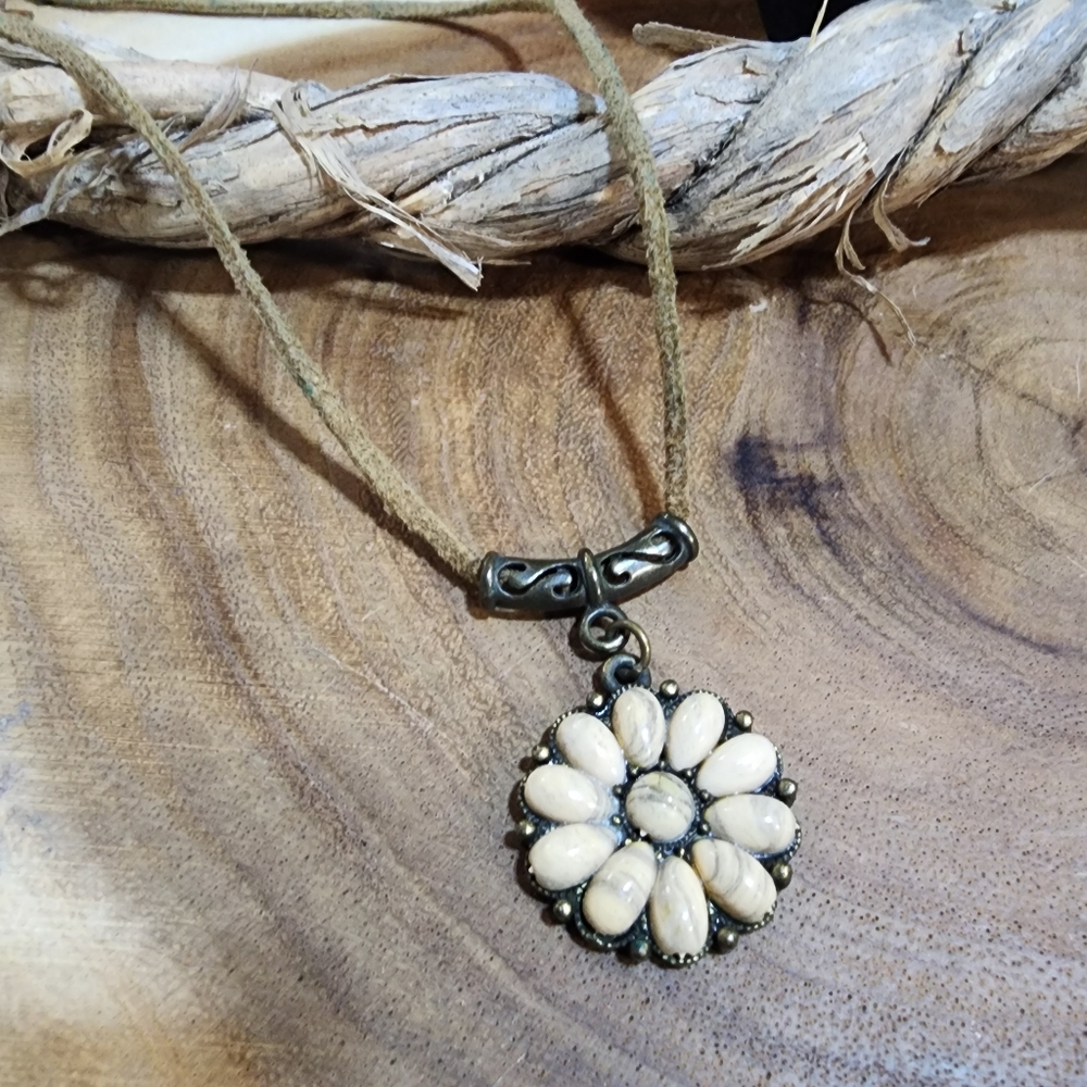 Boho Flower Pendant Navajo Necklace